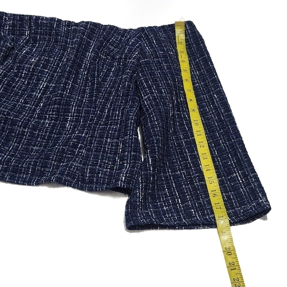 Women's Blue Tweed Textured Off The Shoulder Top Peplum Fit Size XL - Picture 6 of 11